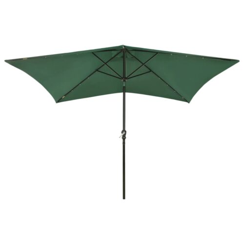 Parasol with LEDs Steel Pole Green 2x3 m - Image 2