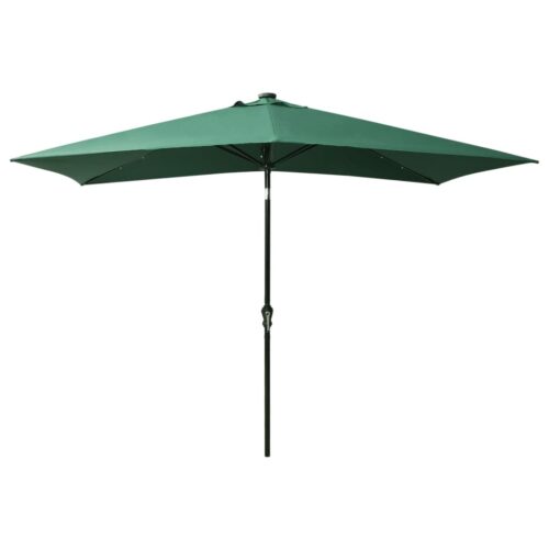 Parasol with LEDs Steel Pole Green 2x3 m - Image 3