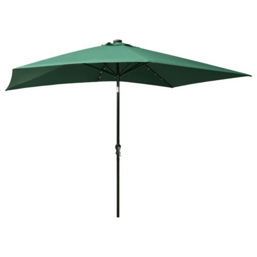Parasol with LEDs Steel Pole Green 2x3 m - Image 4