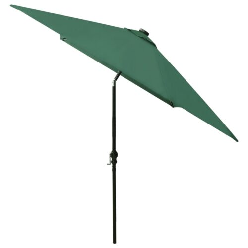 Parasol with LEDs Steel Pole Green 2x3 m - Image 5
