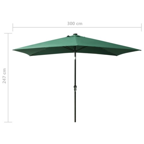 Parasol with LEDs Steel Pole Green 2x3 m - Image 11