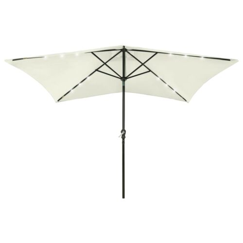 Parasol with LEDs Steel Pole Sand 2x3 m