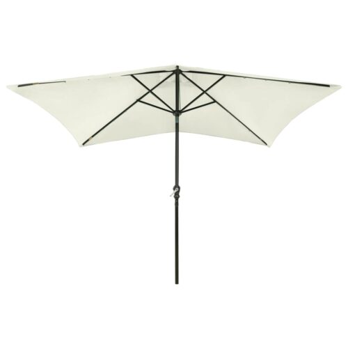 Parasol with LEDs Steel Pole Sand 2x3 m - Image 2