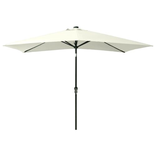 Parasol with LEDs Steel Pole Sand 2x3 m - Image 3