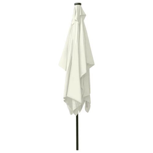 Parasol with LEDs Steel Pole Sand 2x3 m - Image 6