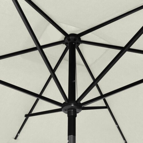 Parasol with LEDs Steel Pole Sand 2x3 m - Image 7