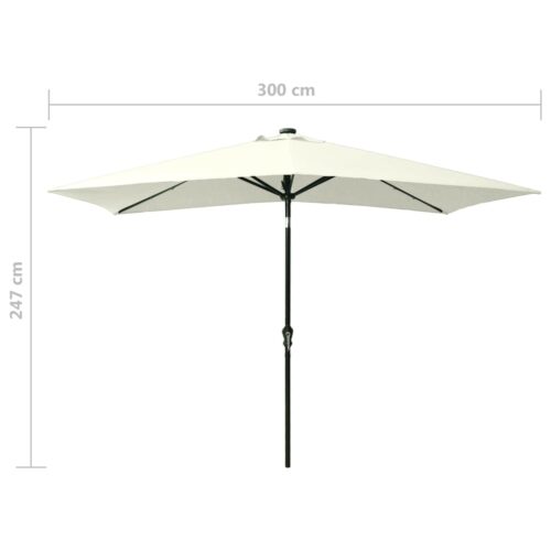 Parasol with LEDs Steel Pole Sand 2x3 m - Image 11
