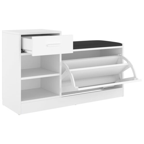 Wooden Shoe Storage Bench Padded Seat Shoes Organiser Hallway Rack Cabinet Shelf - Image 6