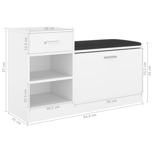 Wooden Shoe Storage Bench Padded Seat Shoes Organiser Hallway Rack Cabinet Shelf - Image 7