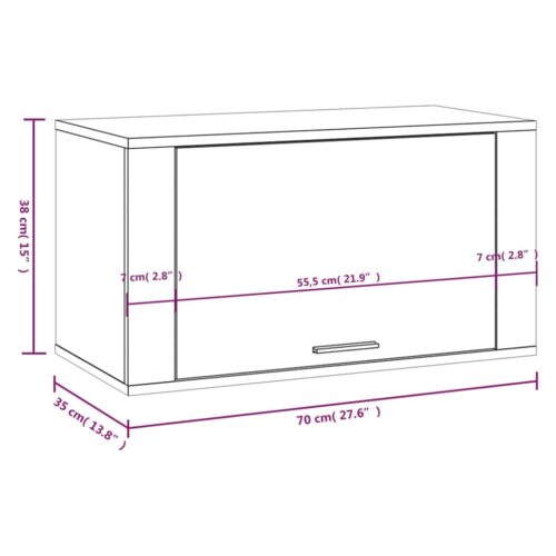 Wall-Mount Shoe Cabinet Grey Sonoma 70x35x38cm Solid Wood Pine - Image 9