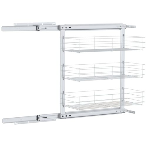 vidaXL 3-Tier Pull-out Kitchen Wire Basket Silver 47x25x56 cm - Image 7