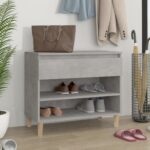 Shoe Cabinet Concrete Grey 70x36x60cm Engineered Wood