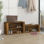 Shoe Cabinet Smoked Oak 150x35x45cm Engineered Wood