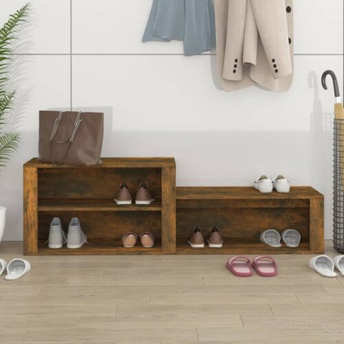 Shoe Cabinet Smoked Oak 150x35x45cm Engineered Wood - Image 3