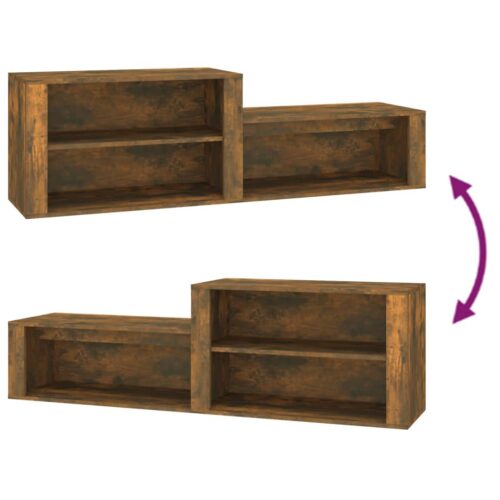 Shoe Cabinet Smoked Oak 150x35x45cm Engineered Wood - Image 7