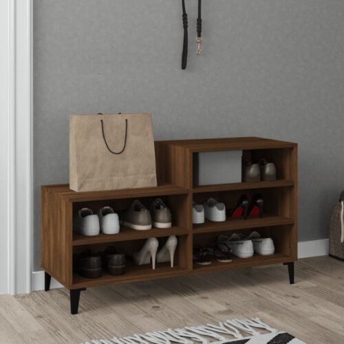 Shoe Cabinet Brown Oak 102x36x60cm Engineered Wood - Image 6