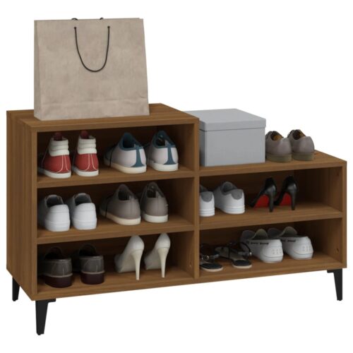 Shoe Cabinet Brown Oak 102x36x60cm Engineered Wood - Image 7