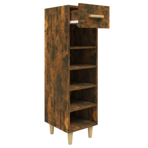 Shoe Cabinet Smoked Oak 30x35x105cm Engineered Wood - Image 3