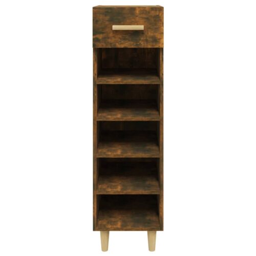 Shoe Cabinet Smoked Oak 30x35x105cm Engineered Wood - Image 4