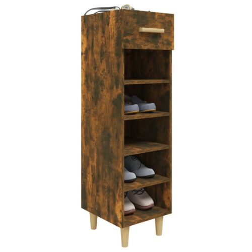 Shoe Cabinet Smoked Oak 30x35x105cm Engineered Wood - Image 6