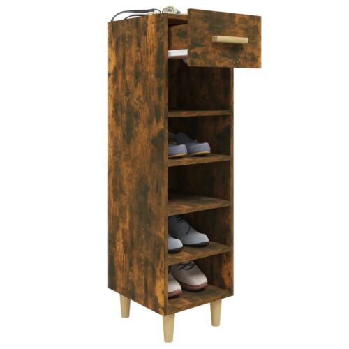 Shoe Cabinet Smoked Oak 30x35x105cm Engineered Wood - Image 7
