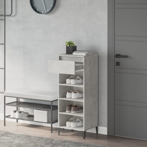 Shoe Rack Concrete Grey 40x36x105cm Engineered Wood - Image 3