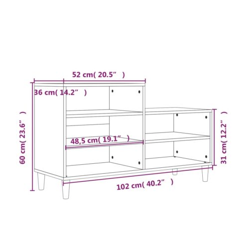 Shoe Cabinet Concrete Grey 102x36x60cm Engineered Wood - Image 9