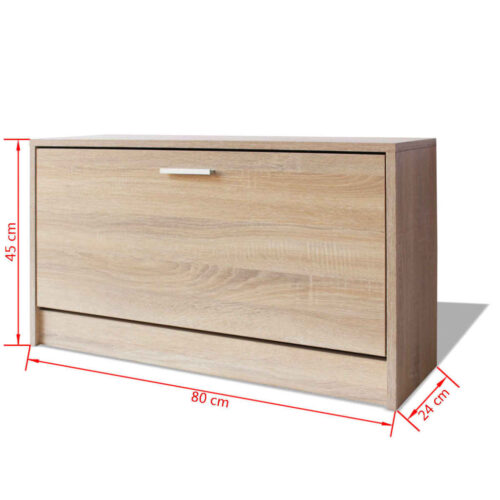 Shoe Storage Bench Oak 80x24x45cm - Image 6
