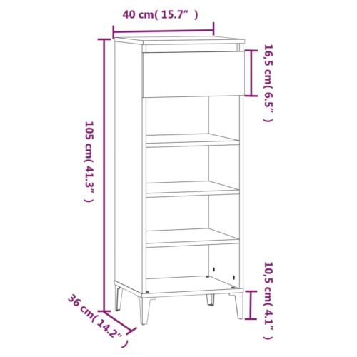 Shoe Rack Grey Sonoma 40x36x105cm Engineered Wood - Image 9