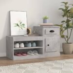 Shoe Cabinet Concrete Grey 100x42x60cm Engineered Wood