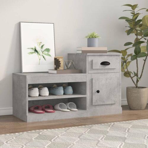 Shoe Cabinet Concrete Grey 100x42x60cm Engineered Wood