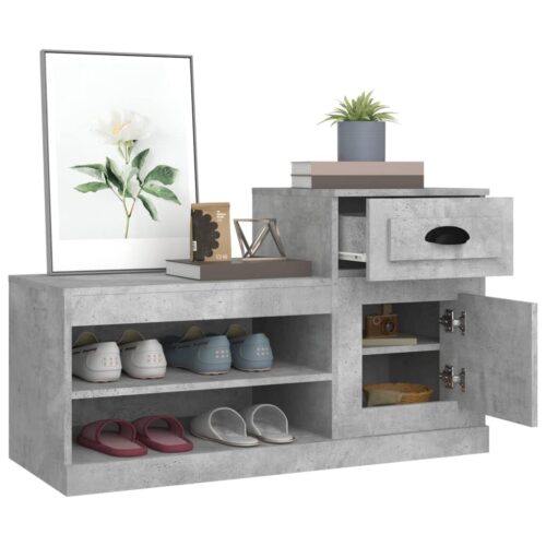 Shoe Cabinet Concrete Grey 100x42x60cm Engineered Wood - Image 5