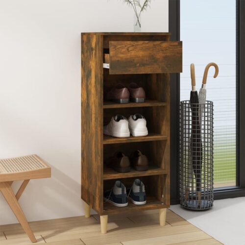 Shoe Cabinet Smoked Oak 40x36x105cm Engineered Wood - Image 6