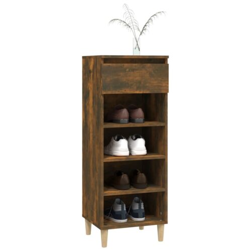 Shoe Cabinet Smoked Oak 40x36x105cm Engineered Wood - Image 8