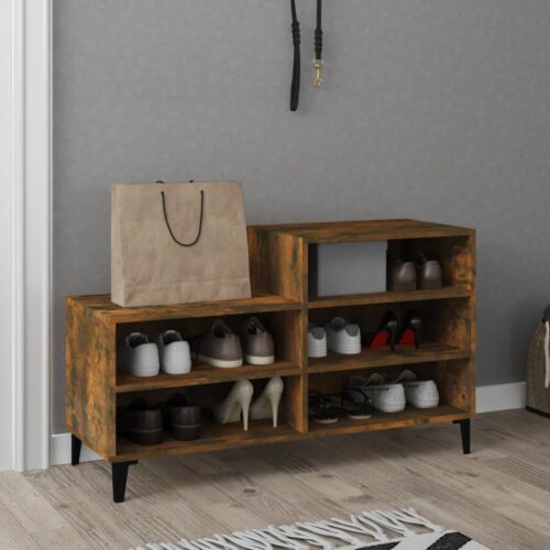 Shoe Cabinet Smoked Oak 102x36x60cm Engineered Wood - Image 6