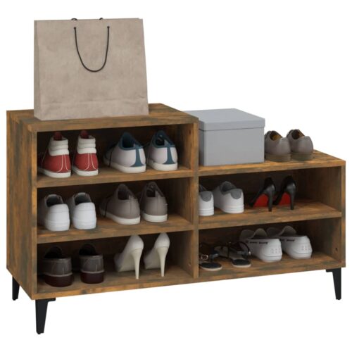 Shoe Cabinet Smoked Oak 102x36x60cm Engineered Wood - Image 7
