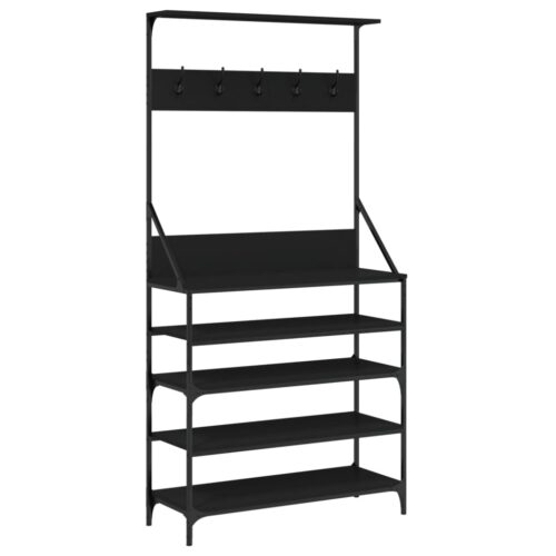 Clothes Rack with Shoe Storage Black 90x34x184cm - Image 2