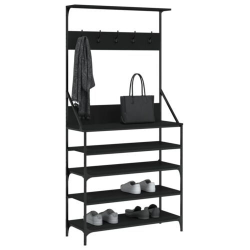 Clothes Rack with Shoe Storage Black 90x34x184cm - Image 3