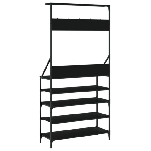 Clothes Rack with Shoe Storage Black 90x34x184cm - Image 6