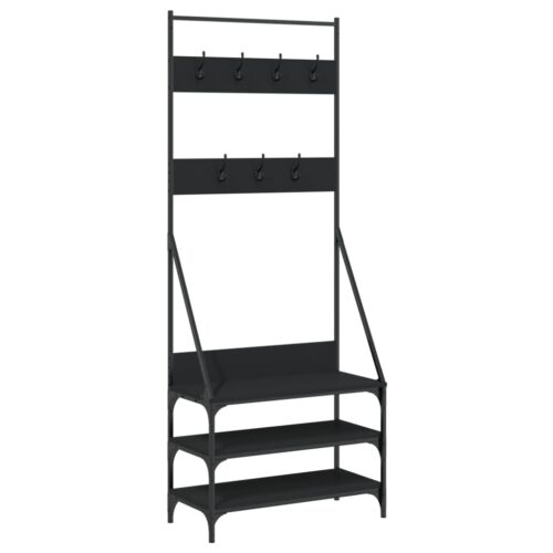 Coat Rack with Shoe Storage Metal Clothes Stand Hanger Closet Hallway Organiser - Image 2