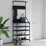 Clothes Rack with Shoe Storage Black 70x34x184cm