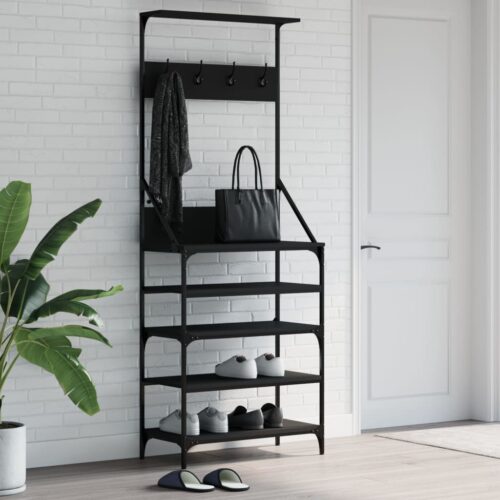 Clothes Rack with Shoe Storage Black 70x34x184cm