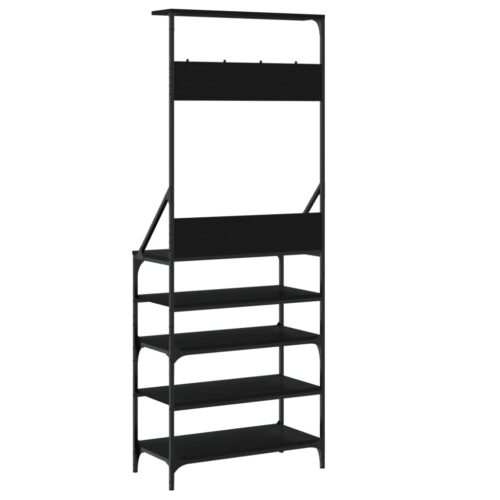 Clothes Rack with Shoe Storage Black 70x34x184cm - Image 6
