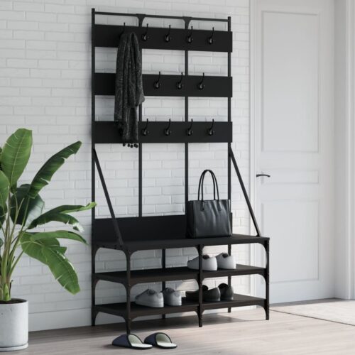 Clothes Rack with Shoe Storage Black 100x40x184cm