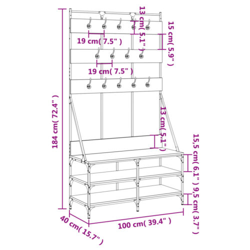 Clothes Rack with Shoe Storage Black 100x40x184cm - Image 9