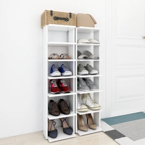 Shoe Cabinets 2pcs White 27.5x27x102cm Engineered Wood - Image 3