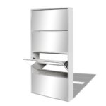 4-Tier Mirror Shoe Cabinet Shoes Storage Shelf Drawers Hallway Cupboard White
