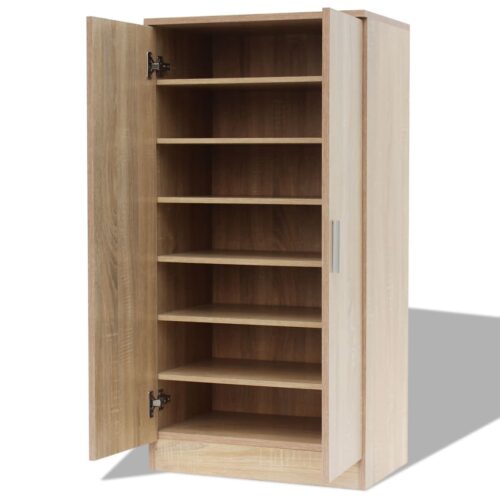Shoe Cabinet 7 Shelves Oak - Image 4