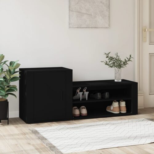 Shoe Cabinet Black 130x35x54cm Engineered Wood