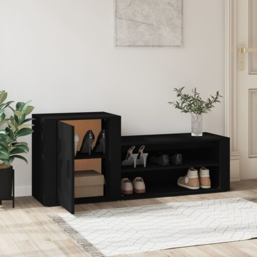 Shoe Cabinet Black 130x35x54cm Engineered Wood - Image 3